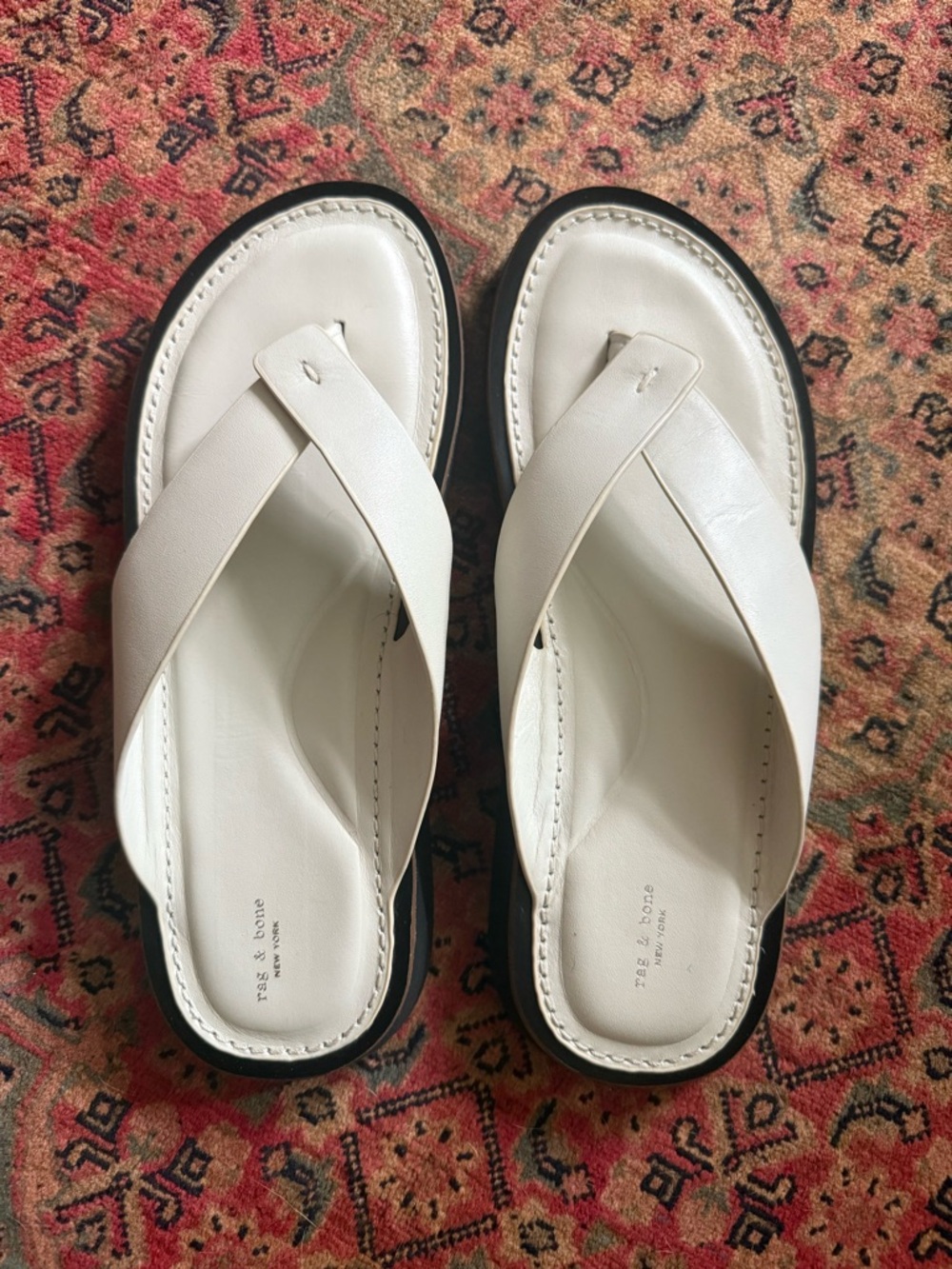 rag & bone White Leather Thong Sandal - Size EU 38.5 / US 8.5